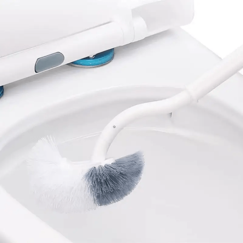 1pc Ergonomic C-Type Head Toilet Brush with Long Handle - Manual Deep Groove Cleaning for Bathroom, Toilet, Kitchen, Bedroom, Car - Reusable, Portable, No Power Needed