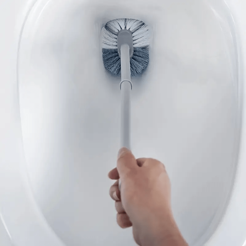 1pc Ergonomic C-Type Head Toilet Brush with Long Handle - Manual Deep Groove Cleaning for Bathroom, Toilet, Kitchen, Bedroom, Car - Reusable, Portable, No Power Needed