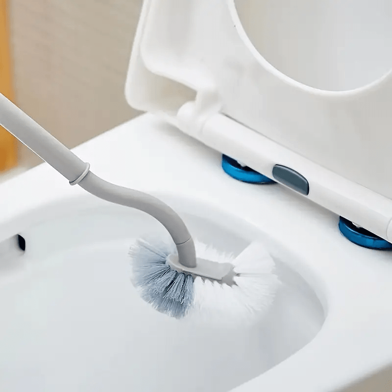 1pc Ergonomic C-Type Head Toilet Brush with Long Handle - Manual Deep Groove Cleaning for Bathroom, Toilet, Kitchen, Bedroom, Car - Reusable, Portable, No Power Needed