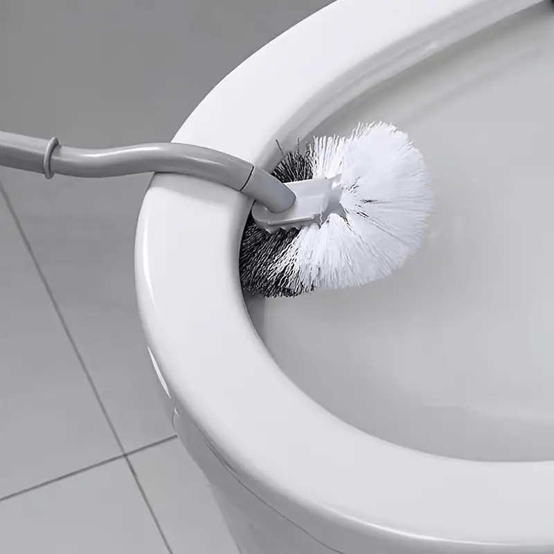 1pc Ergonomic C-Type Head Toilet Brush with Long Handle - Manual Deep Groove Cleaning for Bathroom, Toilet, Kitchen, Bedroom, Car - Reusable, Portable, No Power Needed