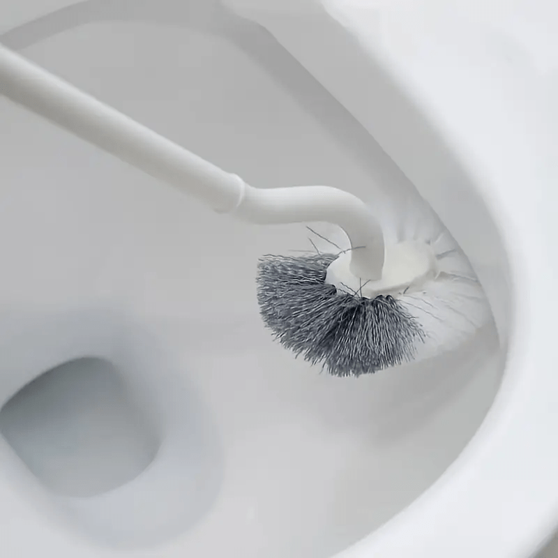1pc Ergonomic C-Type Head Toilet Brush with Long Handle - Manual Deep Groove Cleaning for Bathroom, Toilet, Kitchen, Bedroom, Car - Reusable, Portable, No Power Needed